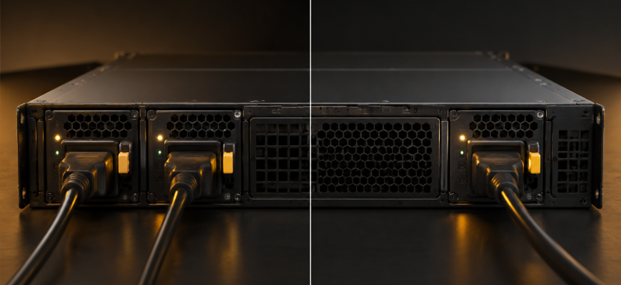 Single and redundant server power supply configurations compared